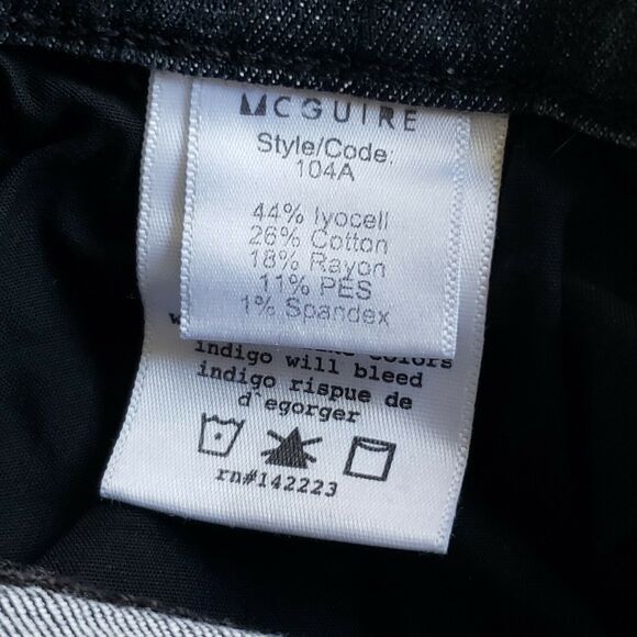 MCGUIRE Newton Crop Vintage skinny black distressed raw hem jeans Size 24 - Picture 7 of 8